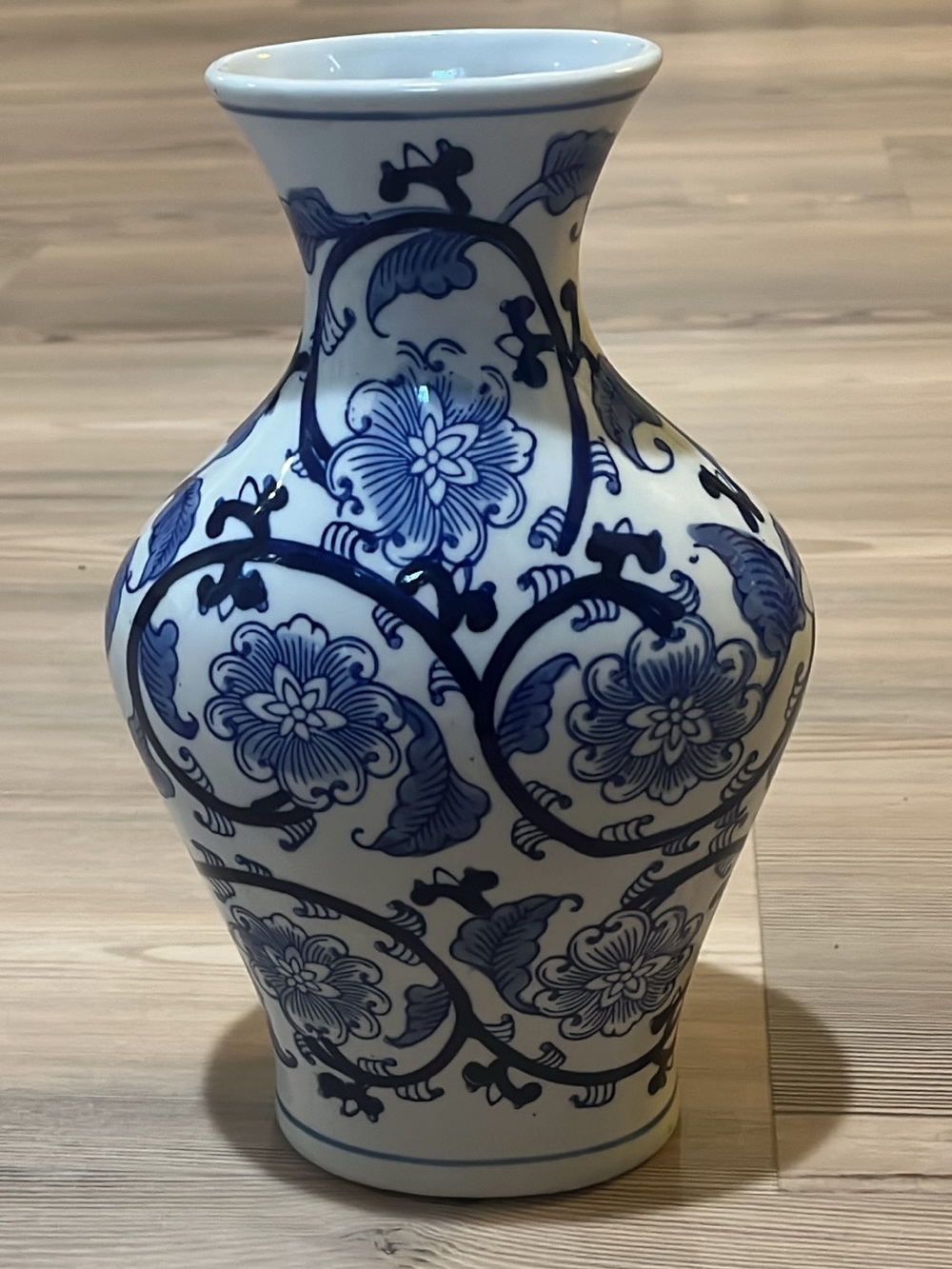 Blue and White Floral Porcelain Vase